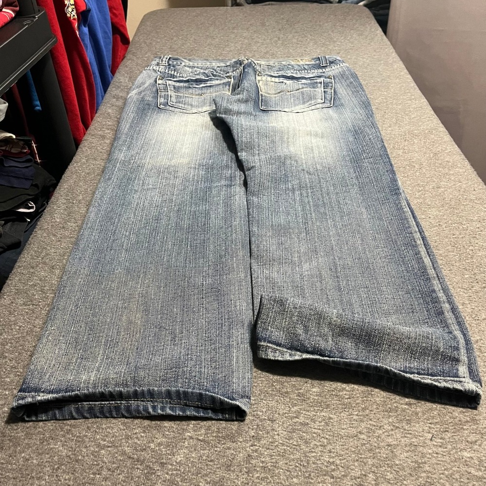 Blue Gear Mens Wide Leg Baggy Skater Jeans 38x32 Medium Wash Blue Denim Y2K